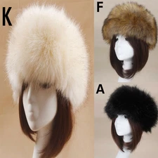 Women Russian Fluffy Faux Fur Headband Hat ladies Winter Ear Flap Ski Cap Warm