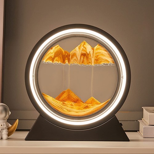 Moving Sand Art Desk Lamp,Hourglass Sandscape Flowing Sand Lights Home Decors - Picture 14 of 14