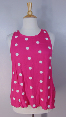 New Perch Blu Pepper Tank Cami Womens Plus Size 1XL Pink / White Polka Dot