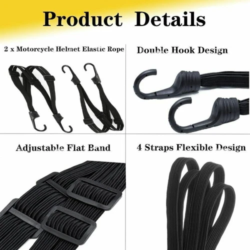 Motorcycle Retractable Helmet Luggage Elastic Rope Strap Net Holder Hook Buckle - Picture 9 of 12