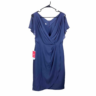 Jjshouse Petite Mother Of The Bride Dresses JJs House Dress Size 10 Stormy  Blue V Neck Chiffon Mother Of The Bride NWT