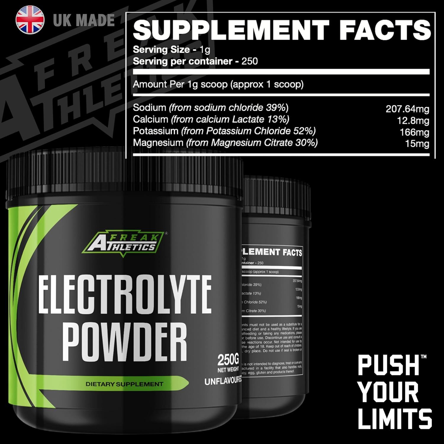 Electrolyte Powder 250g of Premium Unflavoured Electrolytes /Men