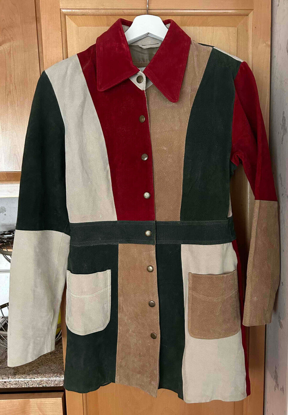 Leather Patchwork Tailored Coat Size M - Please R… - image 1