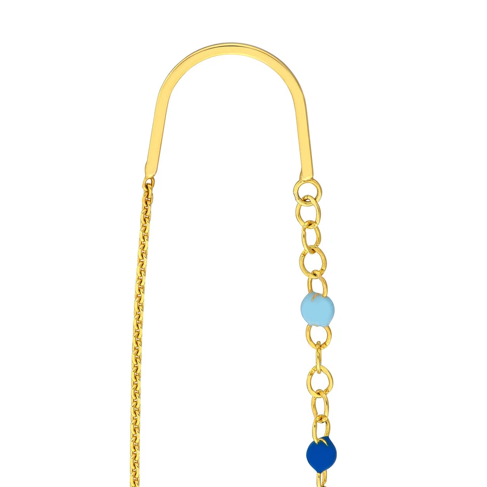 2 3/4" Ombre Blue Enamel Threader Earrings Real 14K Yellow Gold - Image 3 of 4