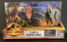 Mattel Jurassic World Dominion Claire and Dilophosaurus Dinosaur Figure Pack...