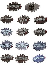 Wedding Lapel Pin Badges, Groom, Best Man, Usher, in 15 Titles