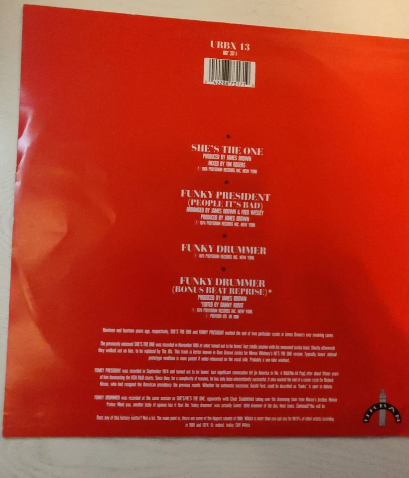James Brown - She's The One - Used Vinyl Record 12" Rare URBX 13 URBAN 1988 - Изображение 2 из 4