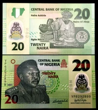 Nigeria 20 Naira 2007 Polymer Banknote World Paper Money UNC Currency Bill Note