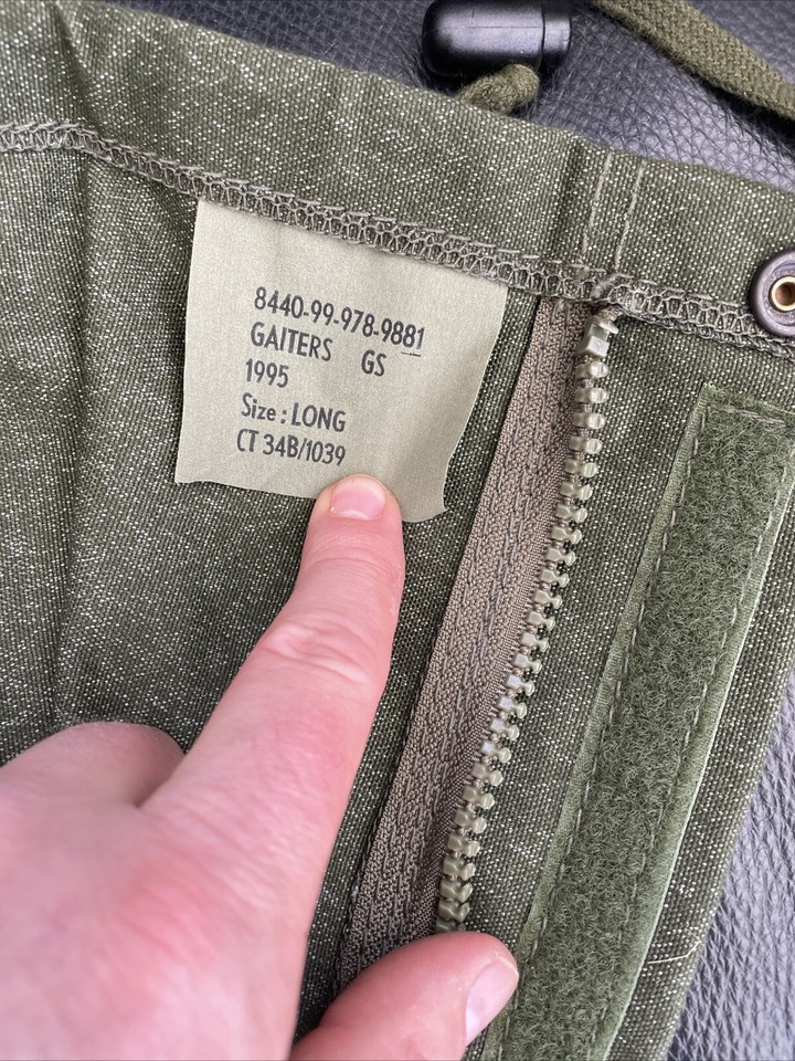 BRITISH ARMY SURPLUS LEG GAITERS Vintage 1995 Size Long CT34B/1039