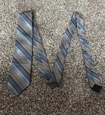 Vintage Sears Fashion Collection Blue/Tan/Brown/White Stripes Neck Tie EUC