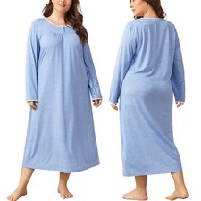 Womens Nightgown Short Sleeve Plain Sleep Nightshirt Plus Loungewear Sleep Dress