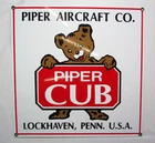 Vintage Piper Cub Bear Airplane Aircraft Co Metal Plane Sign Porcelain Man Cave