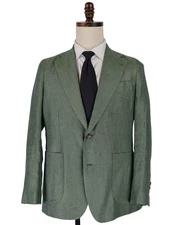 Indochino 100% Linen Unstructured Blazer Sport Coat Green Size 38S Slim