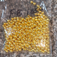 Gold Metallic Round Corrugated Metal Spacer Beads, MPN FB 1630