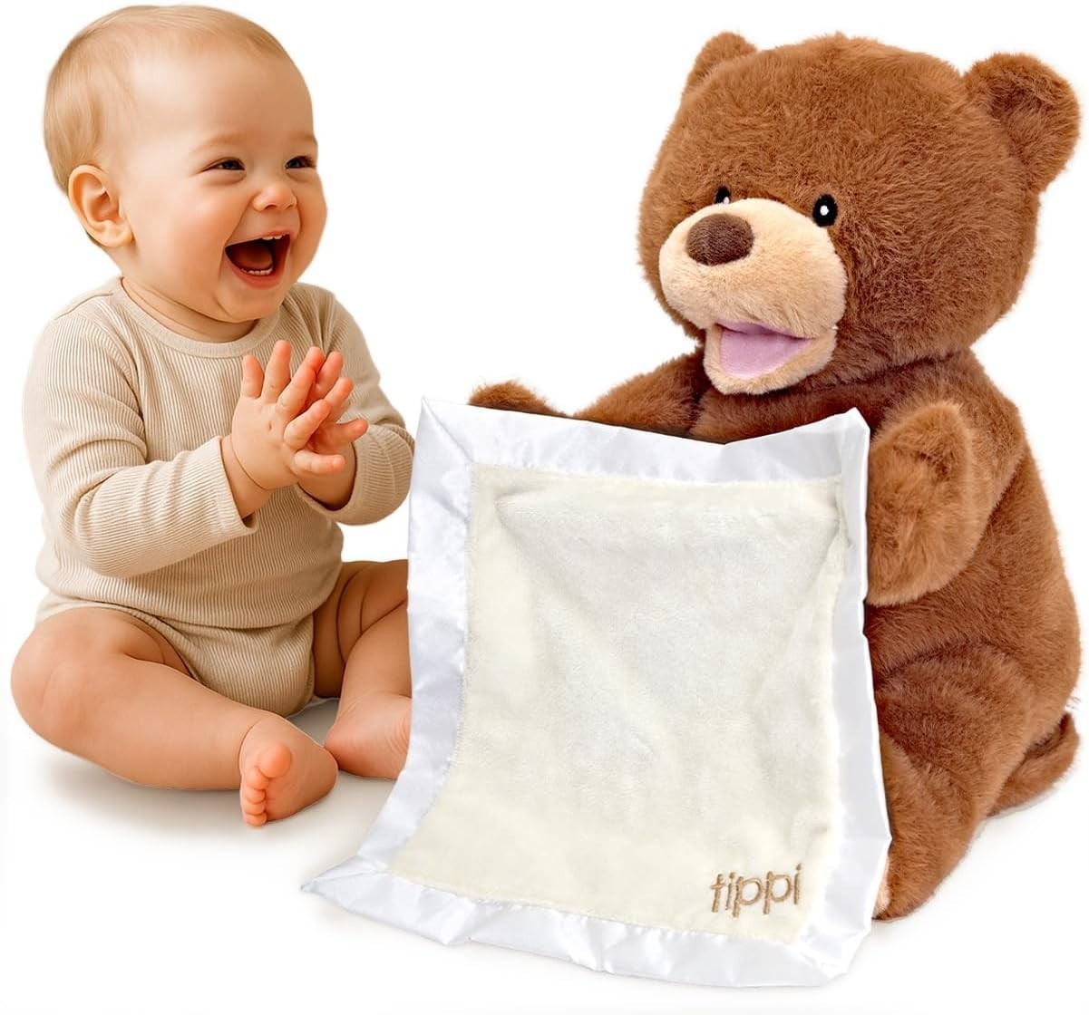 Tippi Peekaboo Teddy Bear - Talking Soft Plush Teddy for Babies or Toddlers