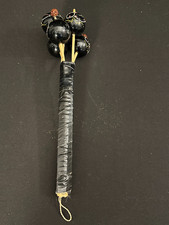 Ball Shaker on a Stick, black with details, 12" long, balls are 1.5" diameter