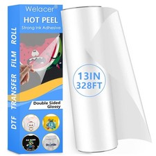 DTF Transfer Film Roll 13 Inch x 328 FT for Double-Side GLOSSY Clear Pretreat...