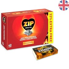 40 Pack Zip High Performance Firelighters - Long Burning & Reliable for BBQs 0.35 per lighter