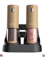Electric Salt and Pepper Grinder Set - Automatic Refillable Salt and Pepper