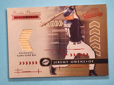 2001 Absolute Memorabilia Premiere Materials Bat RC Jeremy Owens #182 /700  