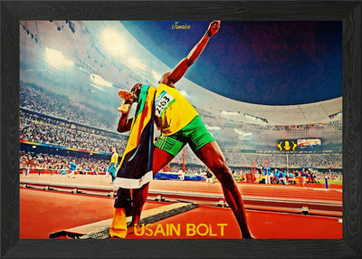 Usain Bolt gerahmtes Wandbild Poster Leinwanddruck Bild