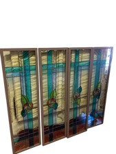 4 pannelli  Antiche porte vetri cattedrali Liberty alti cm 100 x 28