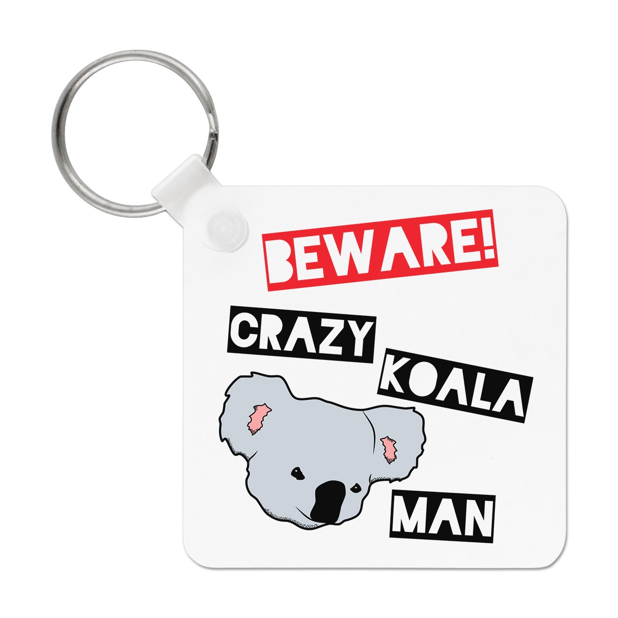 Beware Crazy Koala Man Keyring Key Chain - Australia Australian Animal Funny
