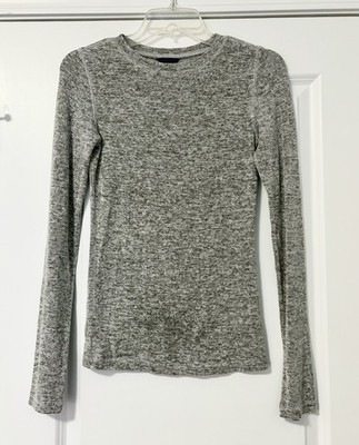 Aeropostale Womens Shirt Long Sleeve Small Crew Neck Heathered Gray Knit Casual