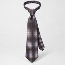 Brooks Brothers Mens Silk Tie Blue Brown Geometric Diamond Pattern Made in USA