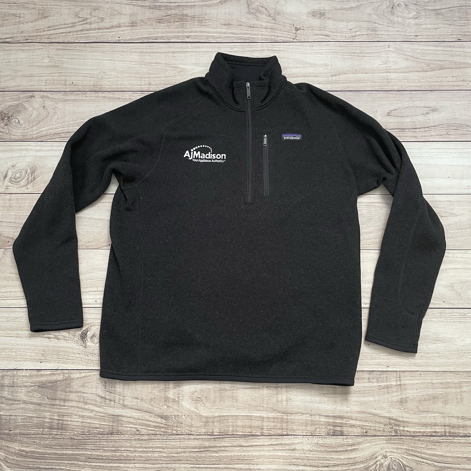 Patagonia Better Sweater Black Jacket Mens Large 1/4 Zip Fleece Logo Embroidered