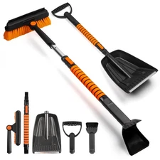 42'' Extendable Snow Brush for Car Snow Shovel & Ice Scraper Kit 180° Pivotin...