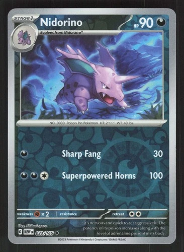 Nidorino 033/165 Reverse Holo SV: Scarlet & Violet 151 NM