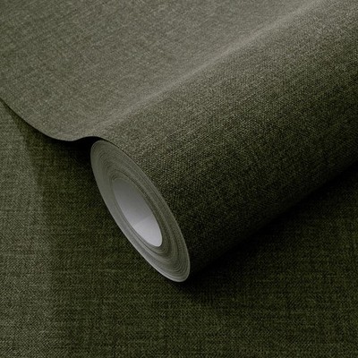 Forest Green Linen Serenity Vinyl Wallpaper Erismann 1051036 Elegant Home Decor
