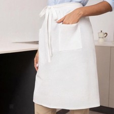 White Long Half Apron for Women Maid Dress Costume for Waiter Chef Painting
