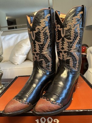 Lucchese 1883 Men's Handmade Black Calf Lowers Cinnamon