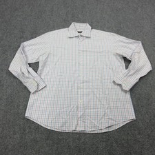 HUGO BOSS Shirt Mens XL White Check Cotton Long Sleeve Button Front Business