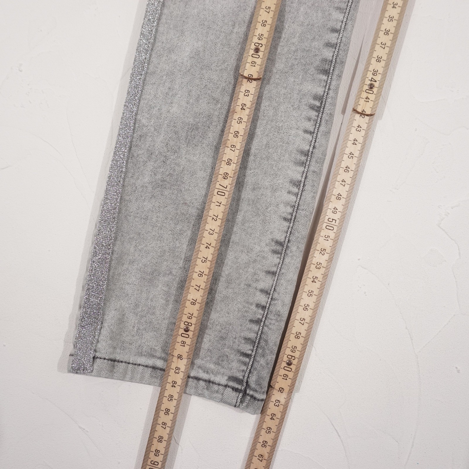 Stooker Florence Ladies Jeans Trousers Size 36/26 Grey Slim Fit Light Wash Glitter image 7