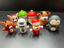 Finger Puppet Lot of 8 Santa Snowman Rudolf