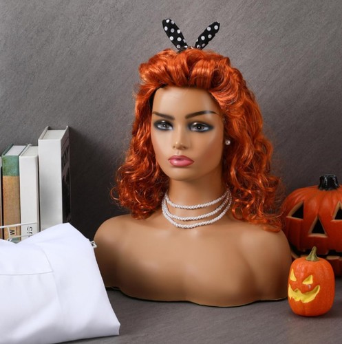 Damen Kostüm leichte Perücke mit Stirnband Ohrringe Halskette Schürze Halloween Kostüm - Bild 5 von 8