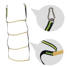 ISURE MARINE 4 Step Boat Rope Ladder, Green and Yellow, Nylon and Stainless S...