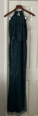 lipsy green maxi dress Womens Lipsy Green Floral Print Stripe Fringe Scarf Halter Maxi Dress US 10