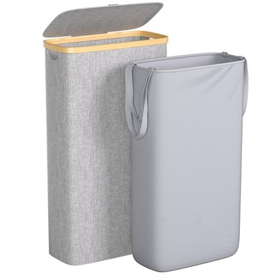 Slim Laundry Hamper, 60L Waterproof Narrow Laundry Basket with Lid and Remova...