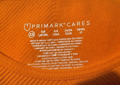 Bright Orange Ribbed Bodycon Dress – Primark Cares – Size XS (UK 6/8) - Picture 2 of 3