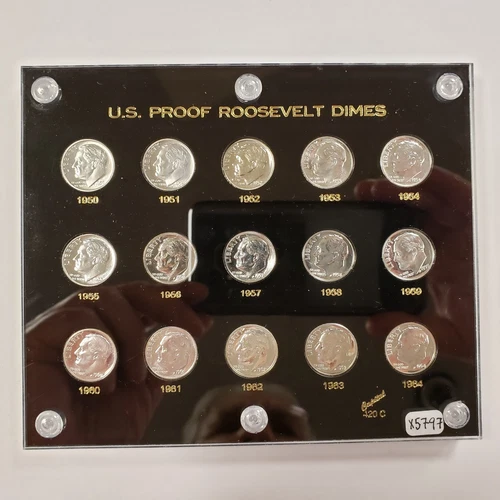 1950-64 10c Roosevelt Silver Dime Proof Set Capital Plastics - 1.08 ASW - X5797