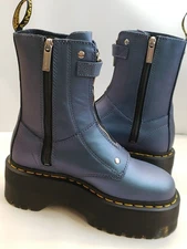 Dr Martens Jetta Hi Max Metallic Platform Boots Deep Blue Women SZ 6 New No Box