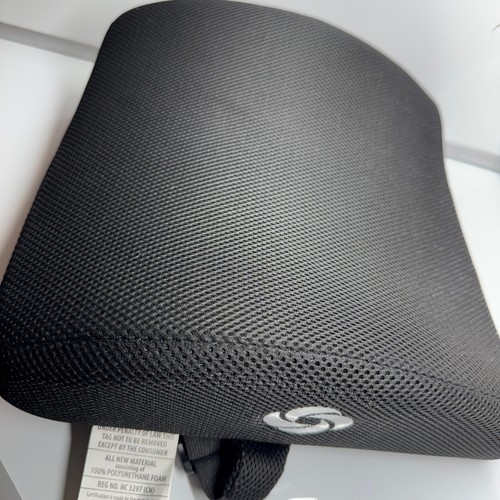 Samsonite Ergonomic Lumbar Support Pillow Black Mesh Memory Foam with Strap