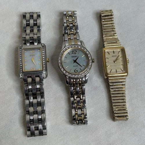 Untested Vintage Ladies CITIZEN Eco Drive Seiko Solar Watch Lot Quartz Gold Tone