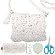 DIY Macrame Bag Making Kit for Adults Beginners White Boho Cross Body Bag Kit