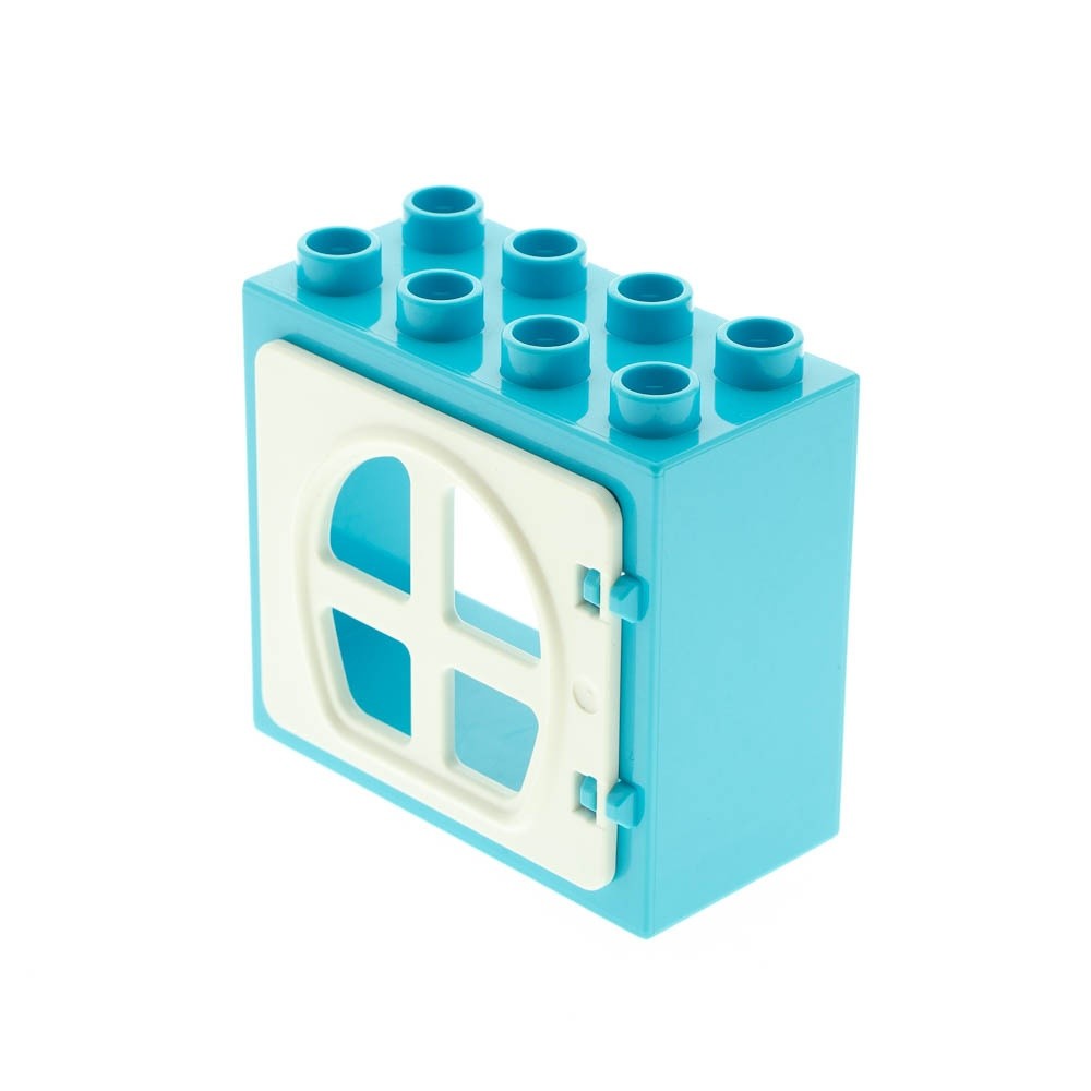 1X Lego Duplo Window Frame Small 2X4X3 Azure Blue Door 1X4X3 White 26249 61649