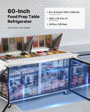 60in Sandwich Prep Refrigerator 15.4 Cu Ft Mega Top 24 Pan Stainless